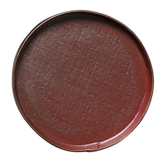 Farmhouse Haven Textured Ceramic Round Serving Platter - Wine/Large