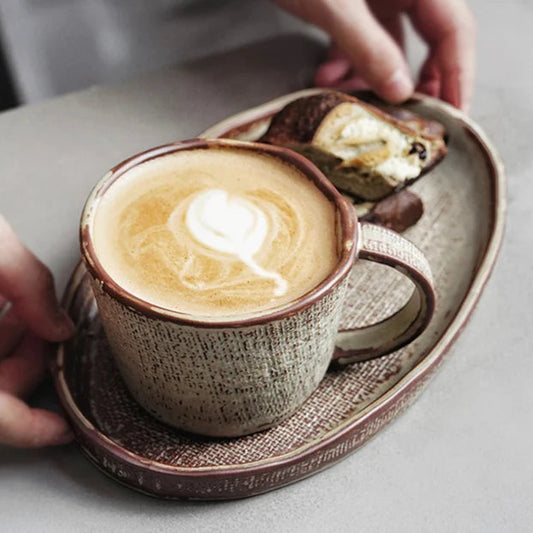 Farmhouse Haven Textured Ceramic Tea Cup and Saucer - Wheat