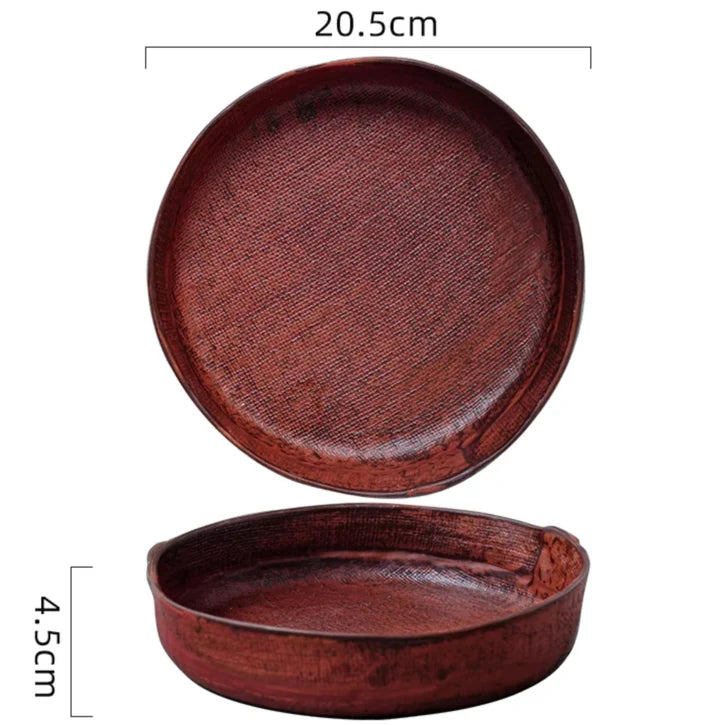 Farmhouse Haven Textured Medium Ceramic Serving Bowl - Wine