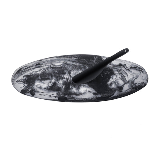 Resin Platter - Black Swirl