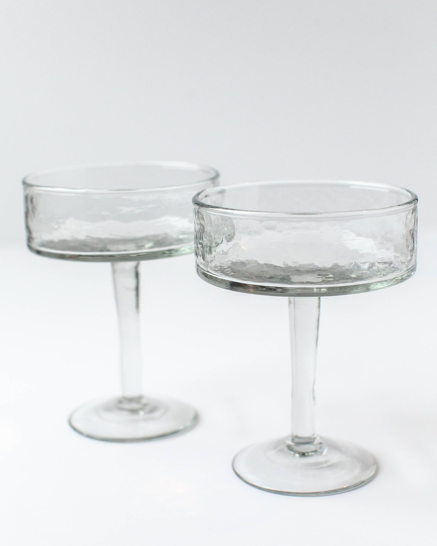 Handblown Hammered Coupe Cocktail Glass - Set of 2 - Clear