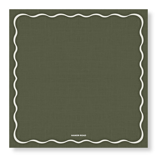 Linen (Scallop Olive & White) Cheese Board Presentation Cards