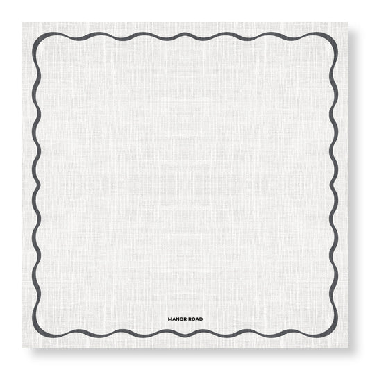 Linen (Scallop White & Black) Cheese Board Presentation Cards