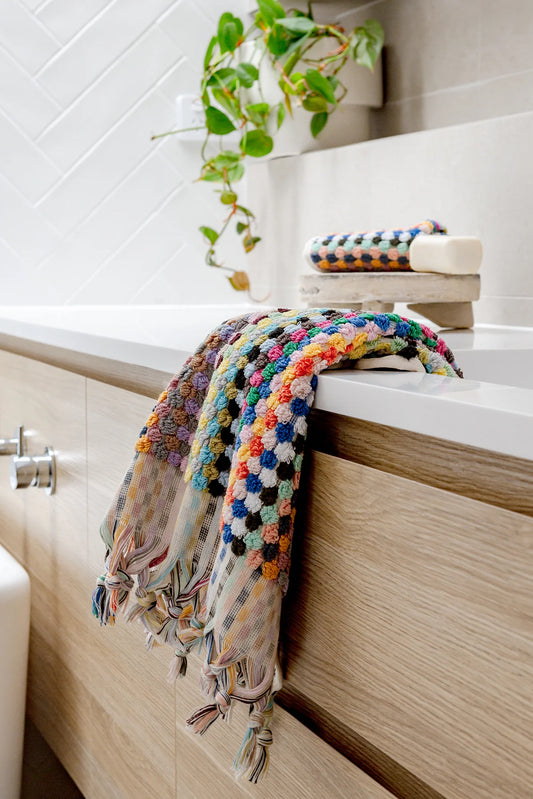 Pompom Turkish Cotton Hand Towel - Candy