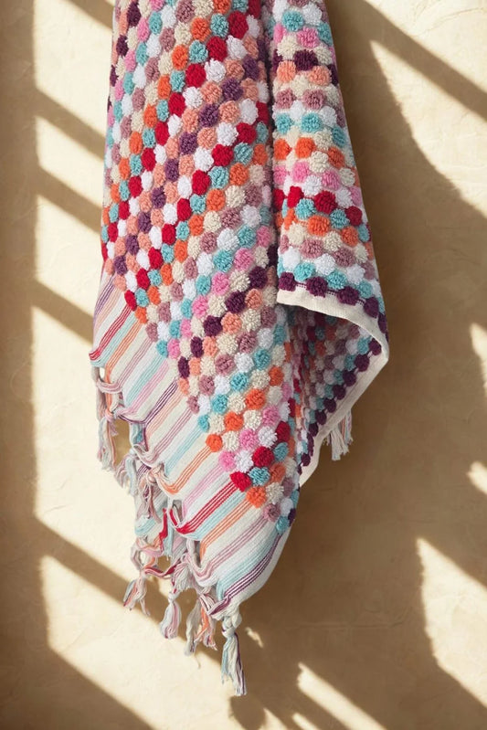 Pompom Turkish Cotton Hand Towel - Confetti