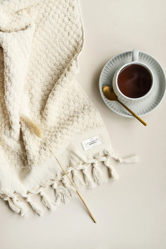 Pompom Turkish Cotton Bath Sheet - Natural