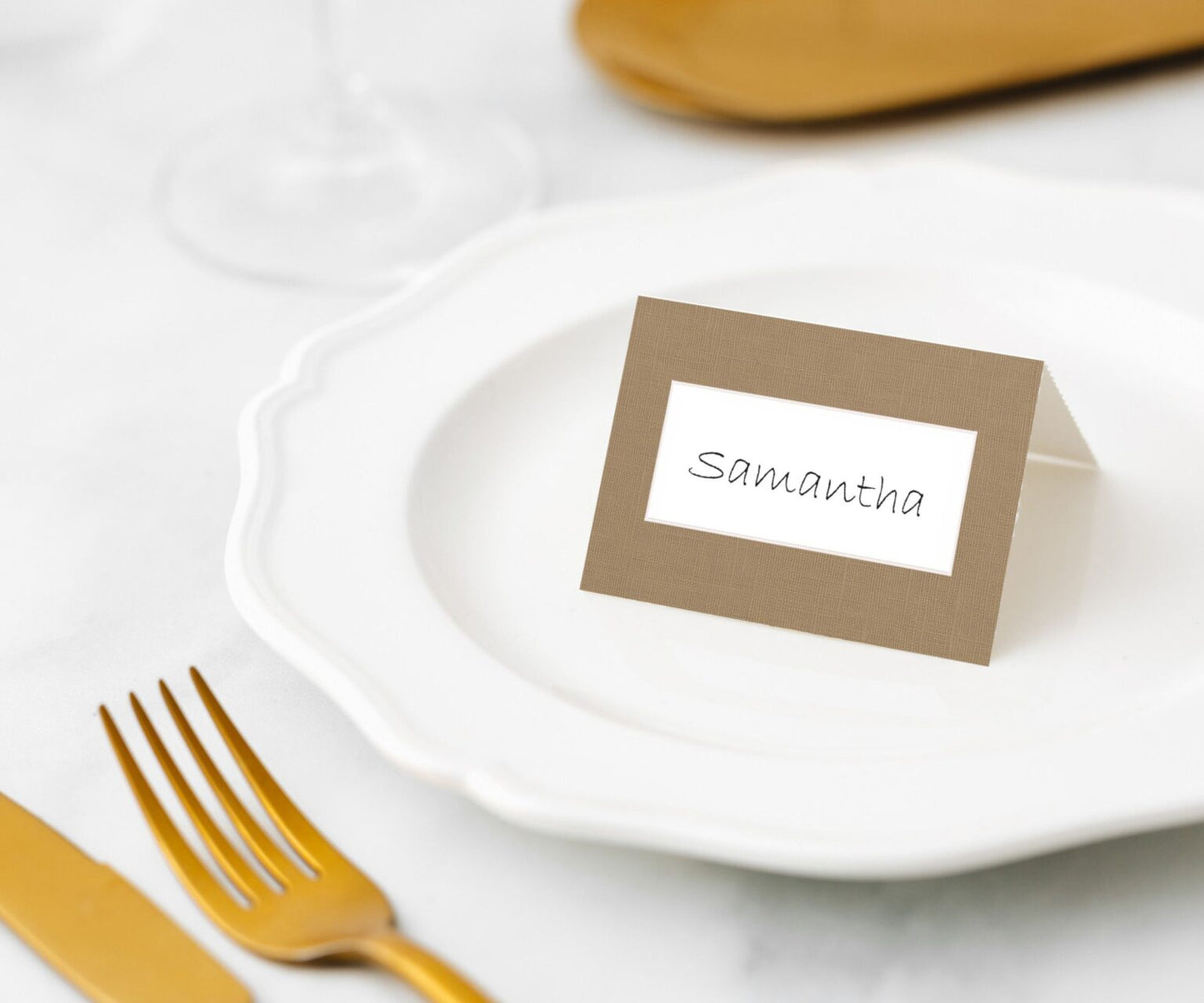 Place Cards 45pk – Linen (Antique Gold)