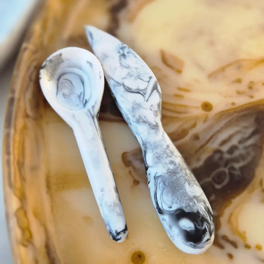 Resin Spoon - Perla (White Swirl)