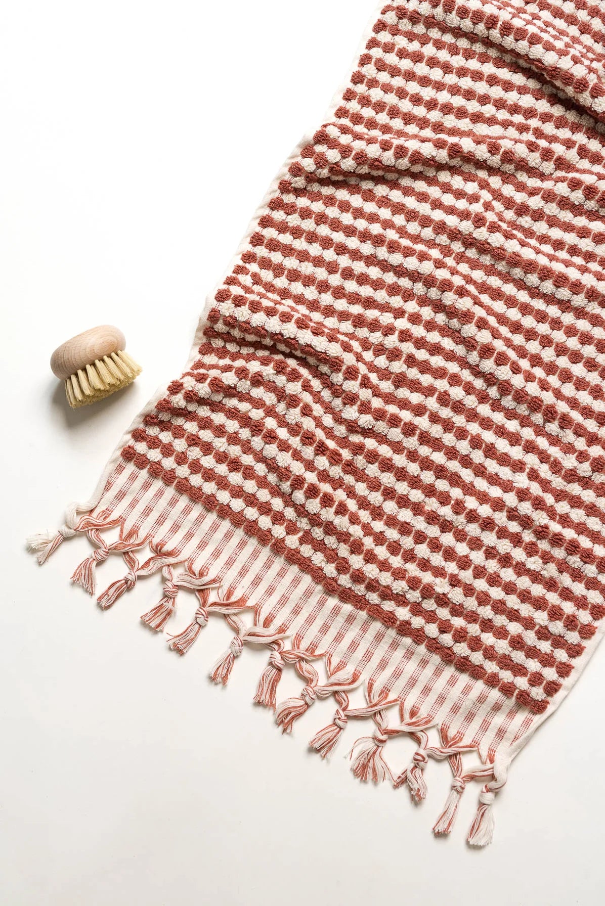 Pompom Turkish Cotton Hand Towel - Rust