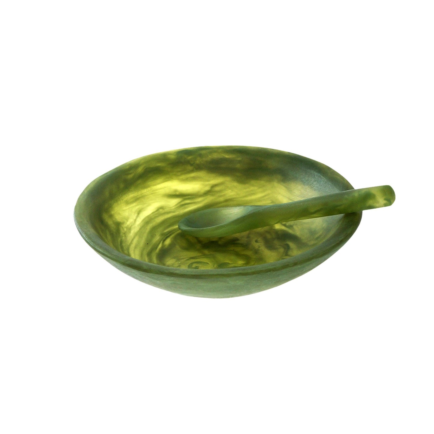 Resin Relish Bowl + Spoon - Olive Marble
