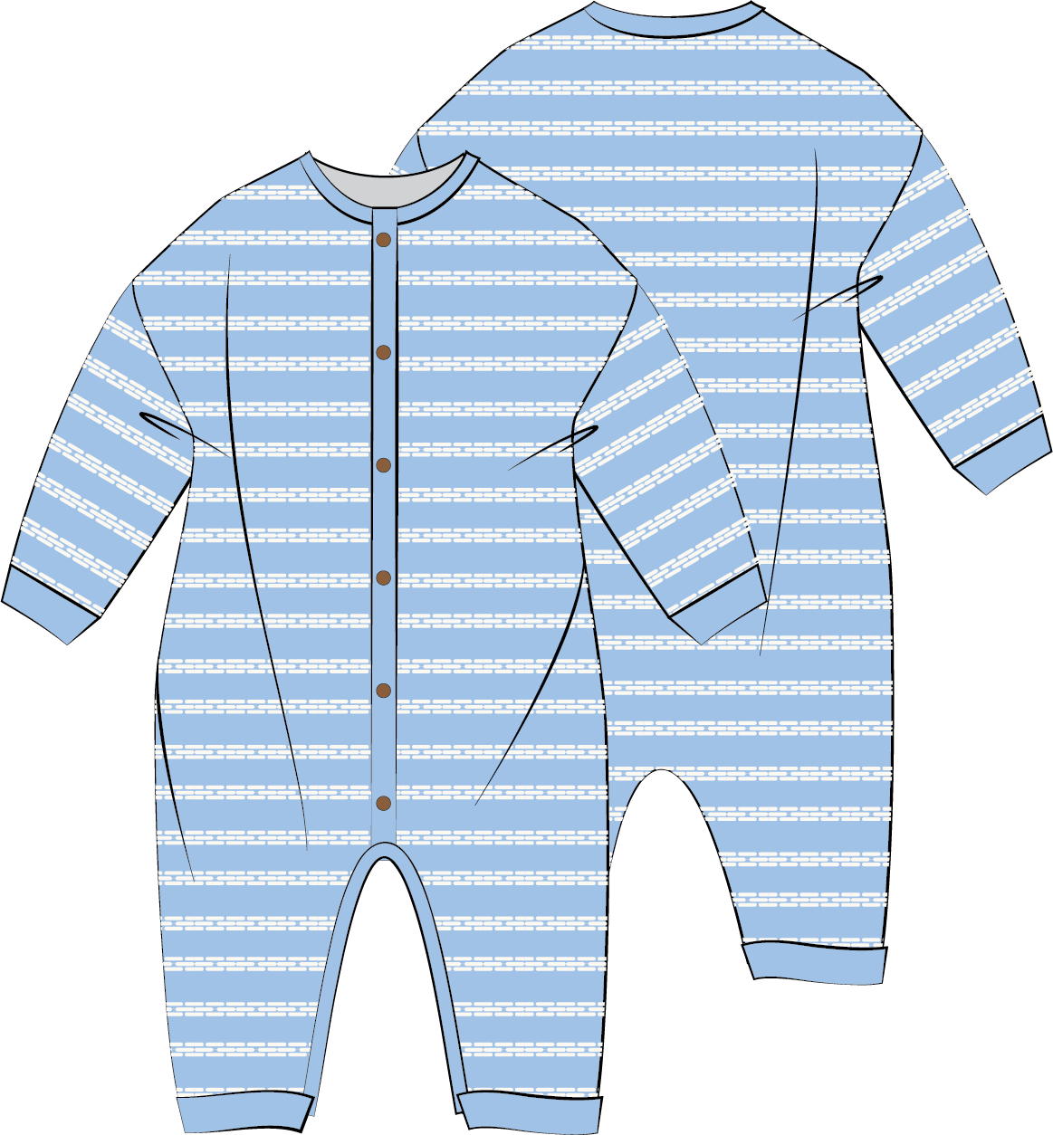 Raised Stripe Full Romper - Arctic (1Y)