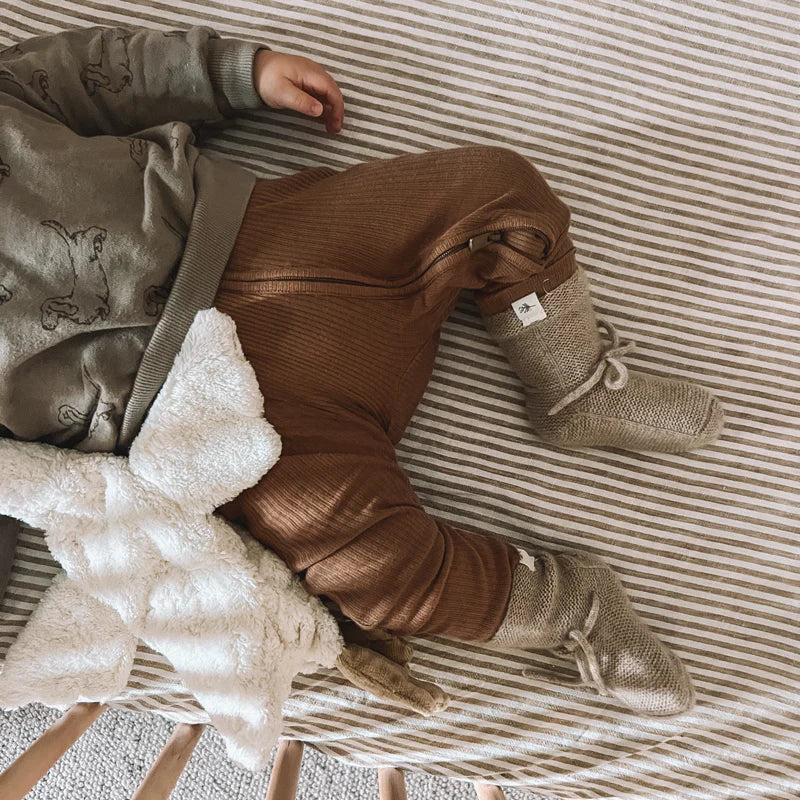 Cashmere Booties Oat - 0-3M