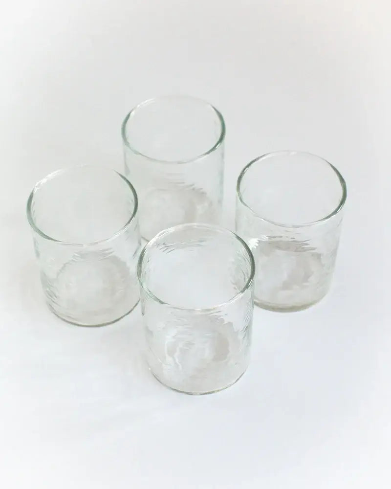 Handblown Hammered Glasses - Set of 4 - Clear