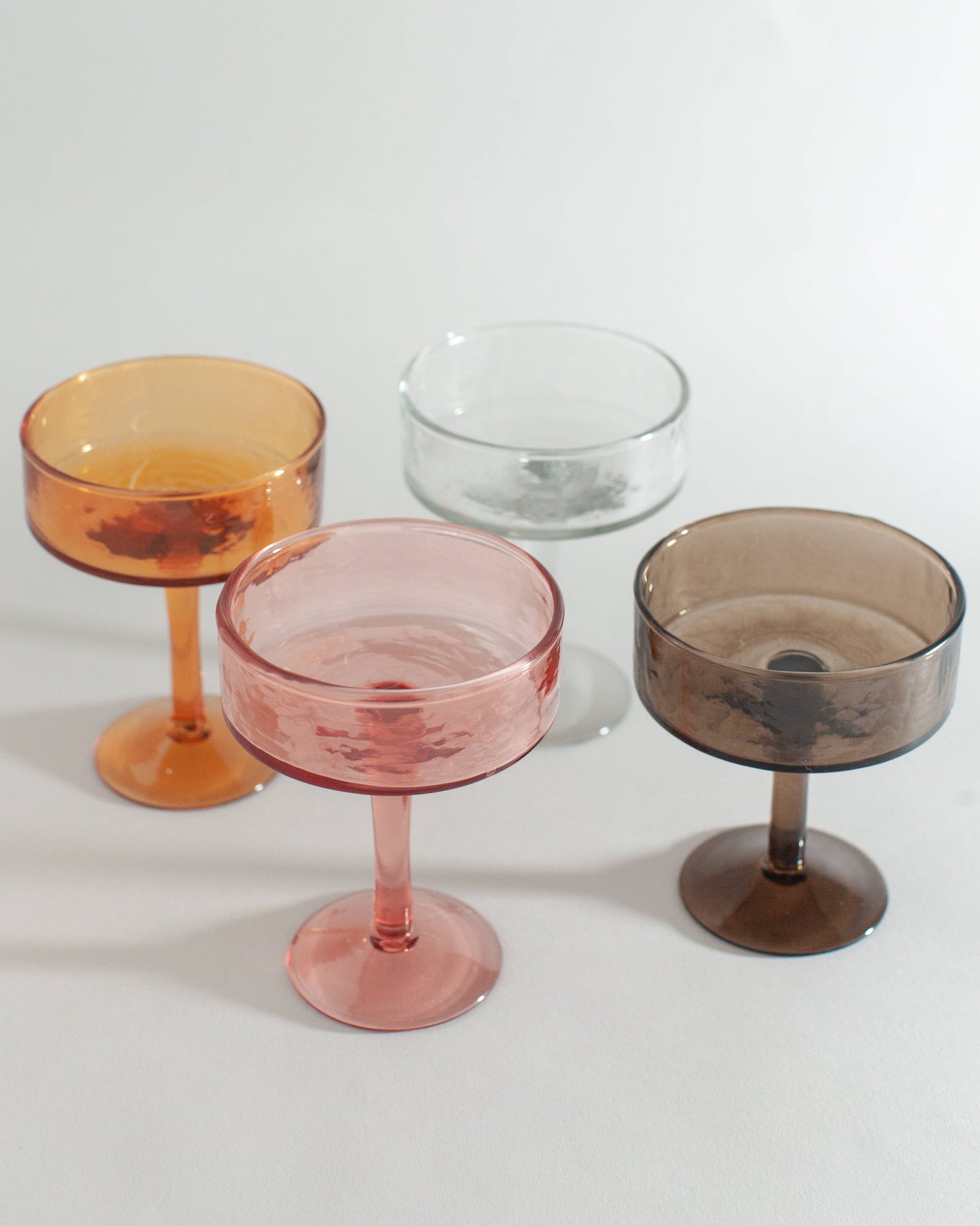 Handblown Hammered Coupe Cocktail Glass - Set of 2 - Clear