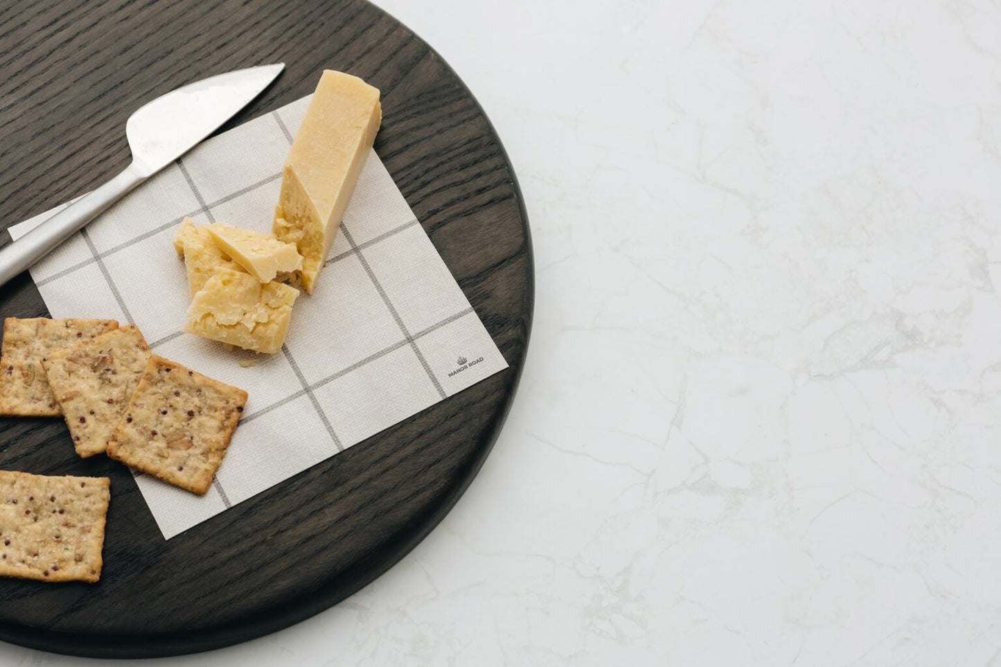Black & White Check Linen Cheese Board Presentation Cards