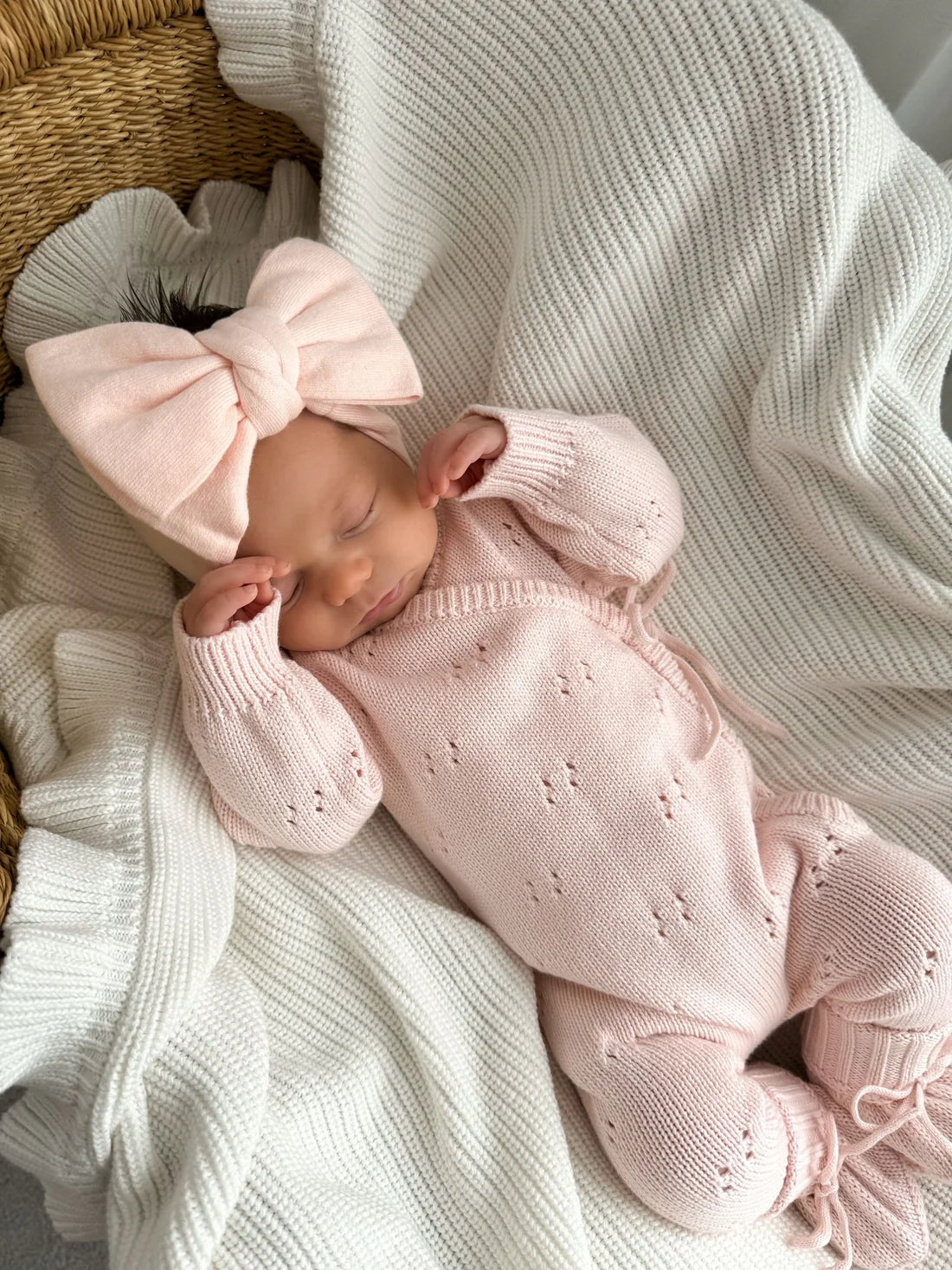 Pointelle Long Romper - Baby Pink (0-3M) - NWP Registry