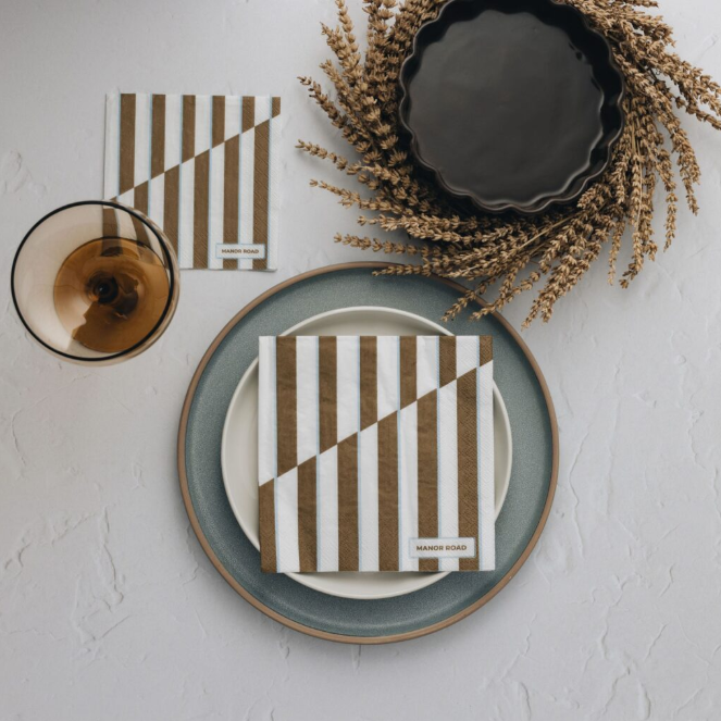 Toffee Stripe Napkins - LUNCHEON