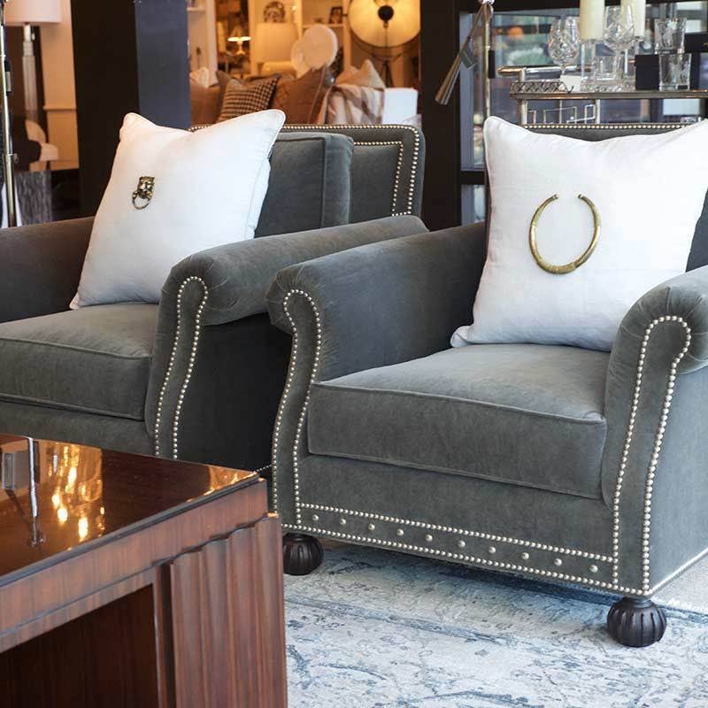 Gold Lion Head White & Natural Lounge Cushion 55 x 55cm