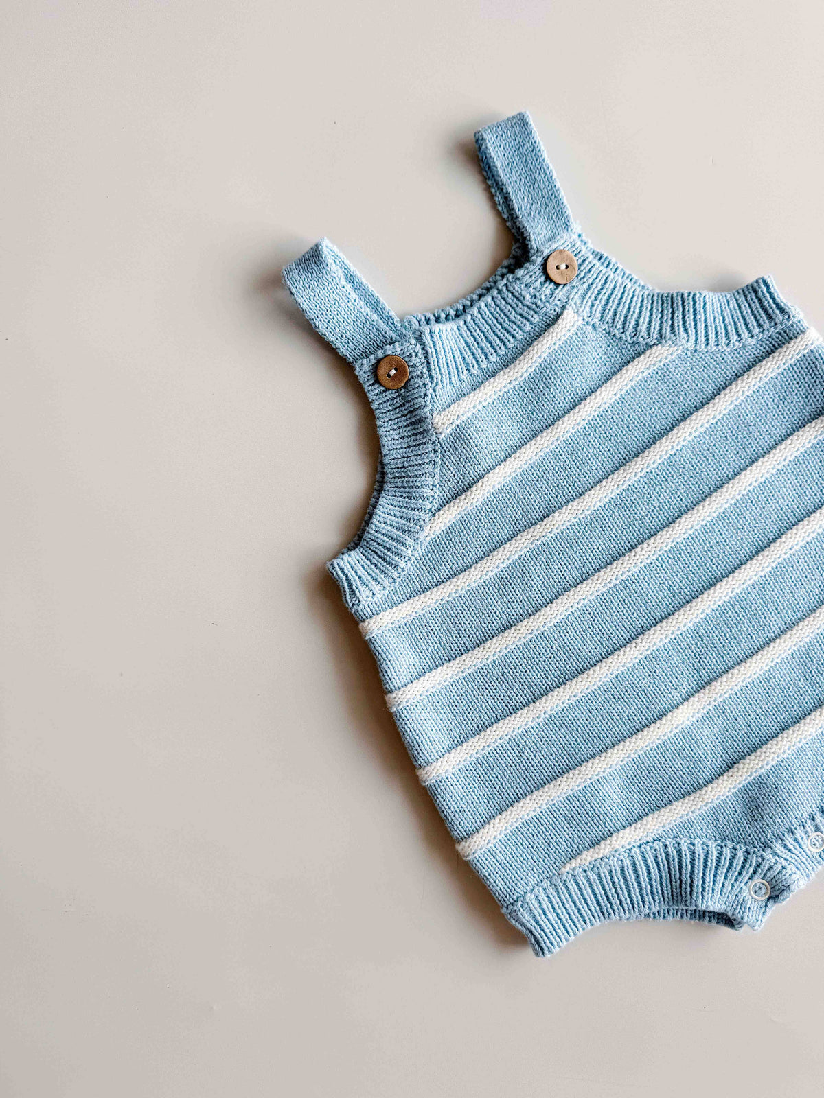 Raised Stripe Button Romper - Arctic (NB)