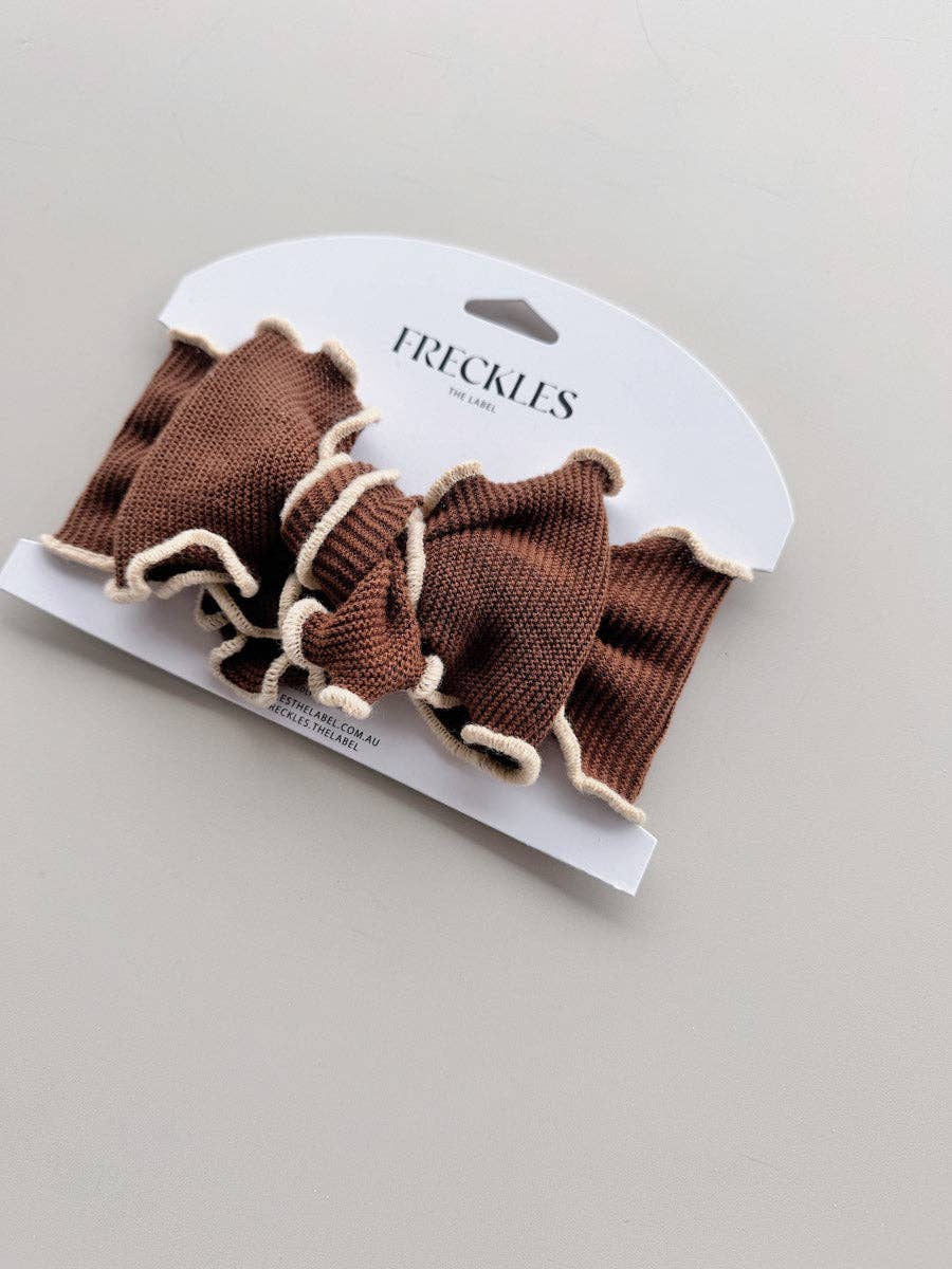 Knit Frill Baby Headband - Chocolate/Oat