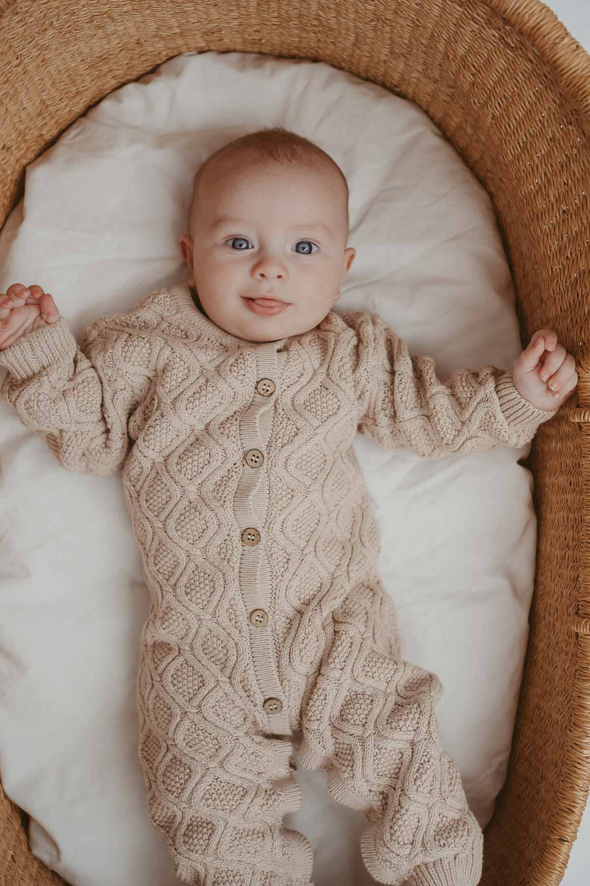 Textured Knit Romper - Ecru Diamond (1Y)