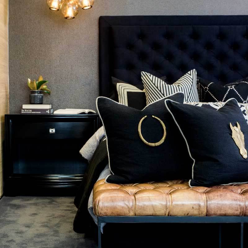 Amulet Delhi Black & Natural Lounge Cushion 55 x 55cm