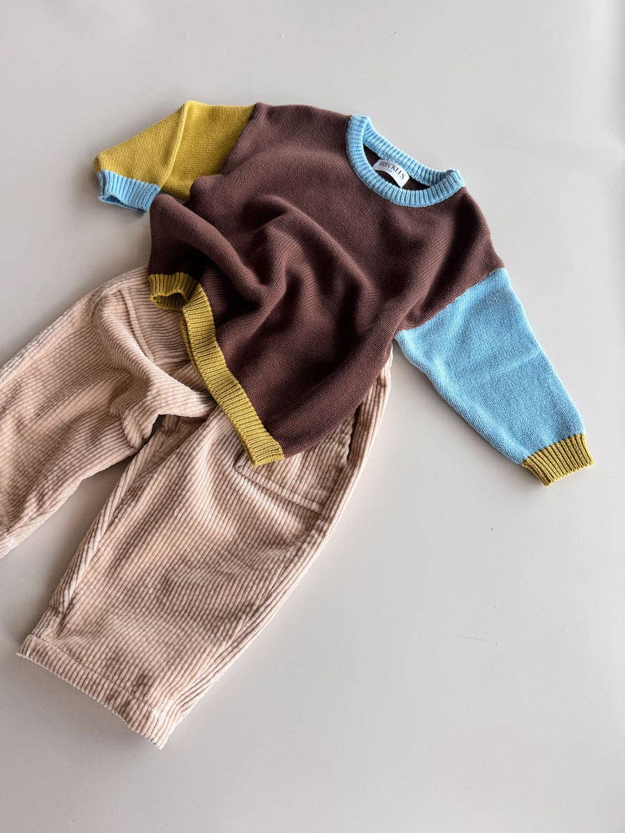 Cotton Knit Jumper - Brown/Blue/Green (2Y)