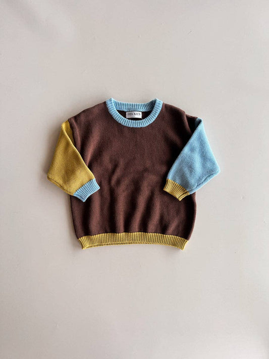 Cotton Knit Jumper - Brown/Blue/Green (2Y)
