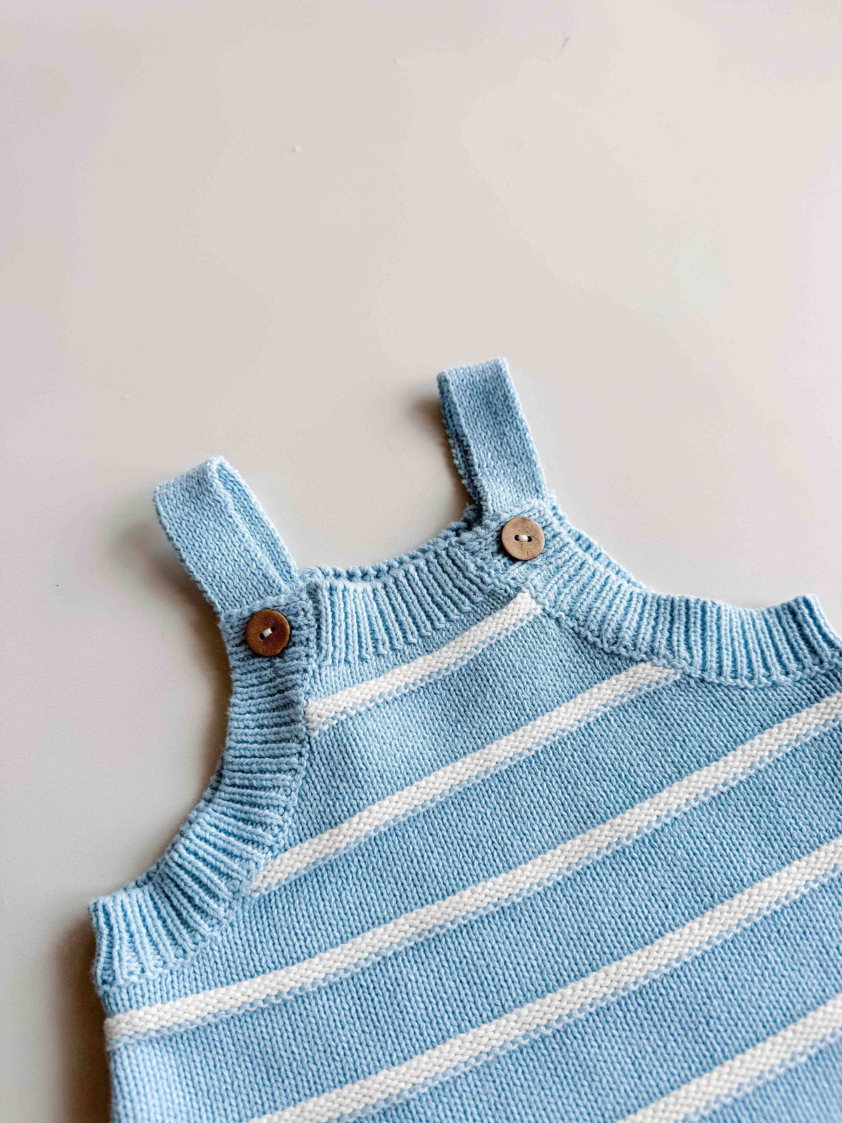 Raised Stripe Button Romper - Arctic (NB)