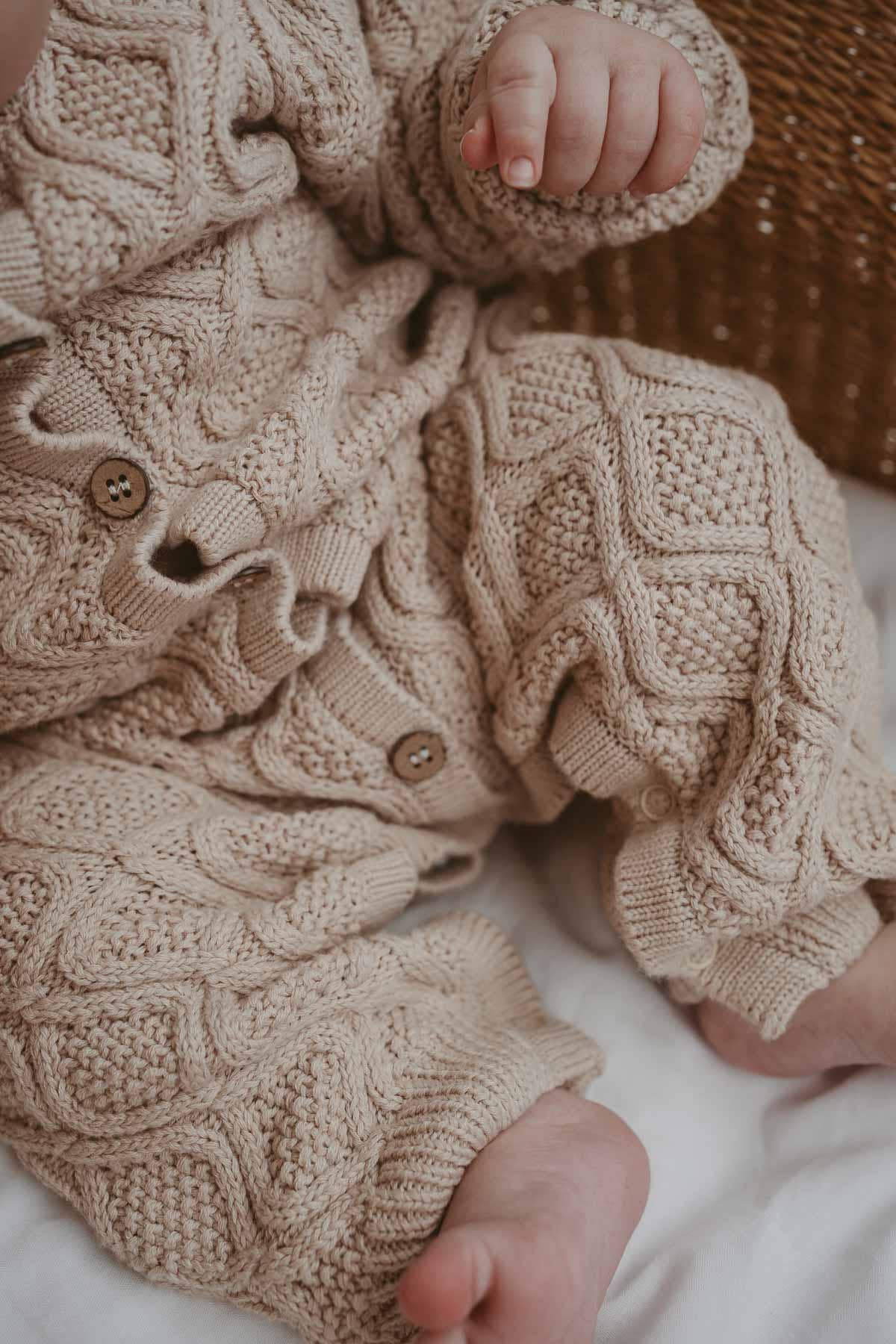 Textured Knit Romper - Ecru Diamond (1Y)