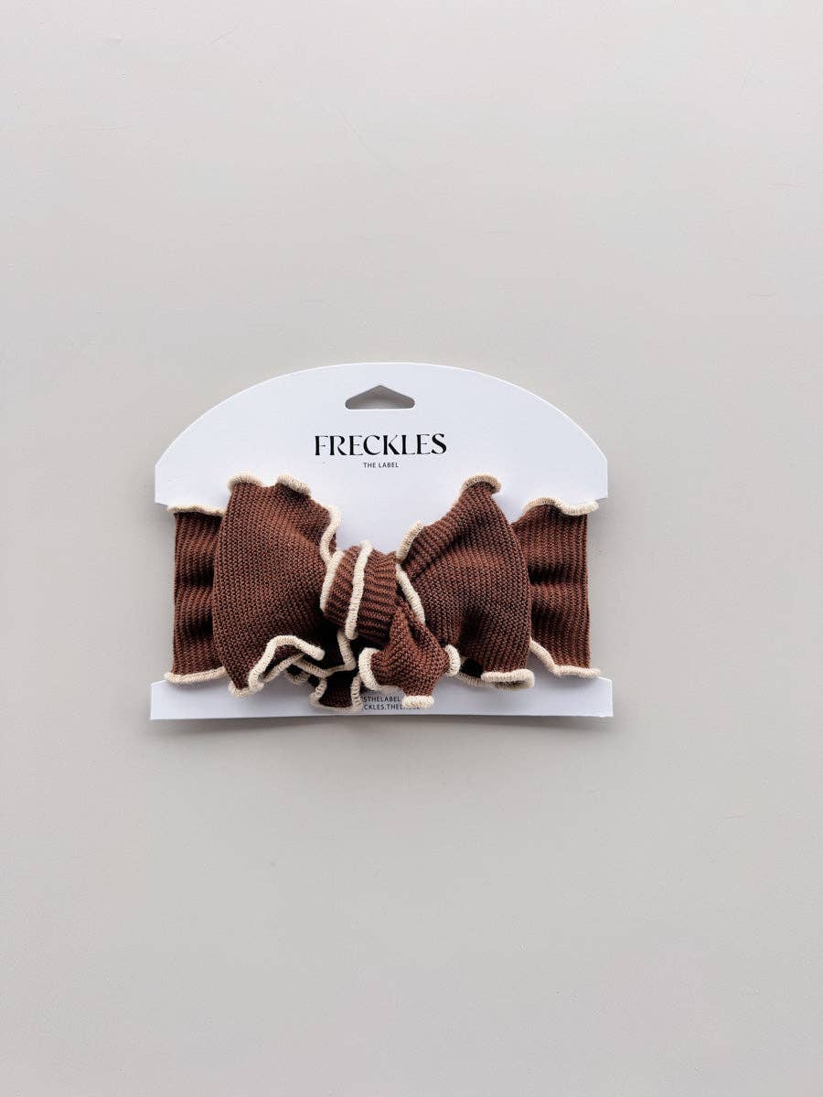 Knit Frill Baby Headband - Chocolate/Oat