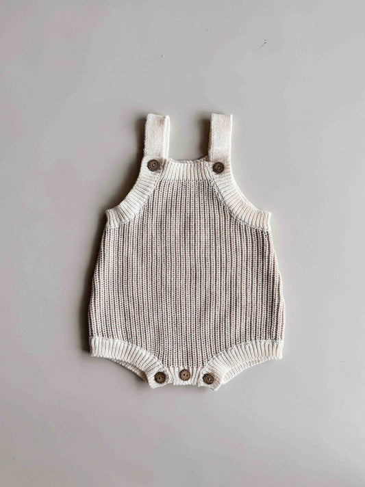 Chunky Button Romper - Oat (0-3M)