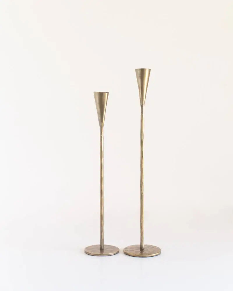 Hand-Forged Iron Candle Stands | Set of 2: Black