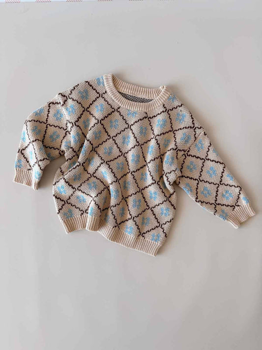 Cotton Knit Jumper - Bluebell (3-6M)