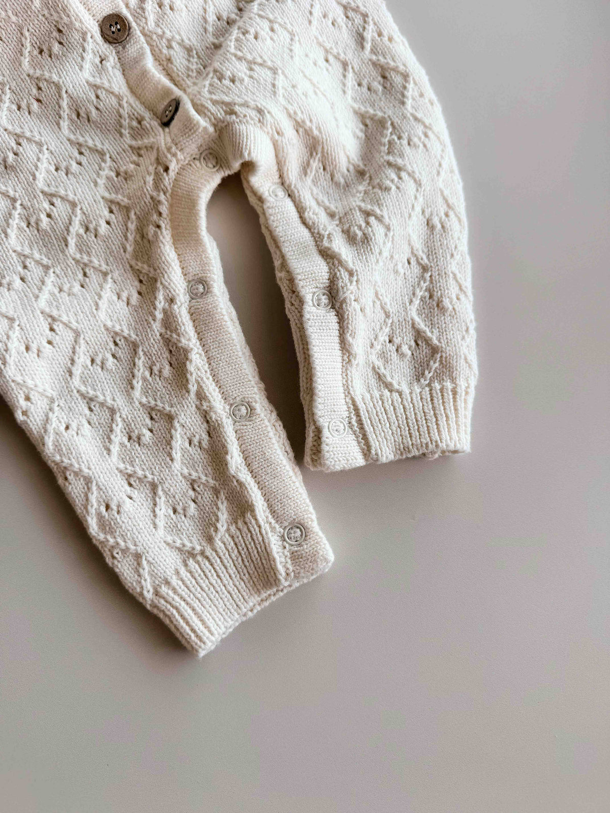 Mila Pointelle Full Romper - Snow (NB)
