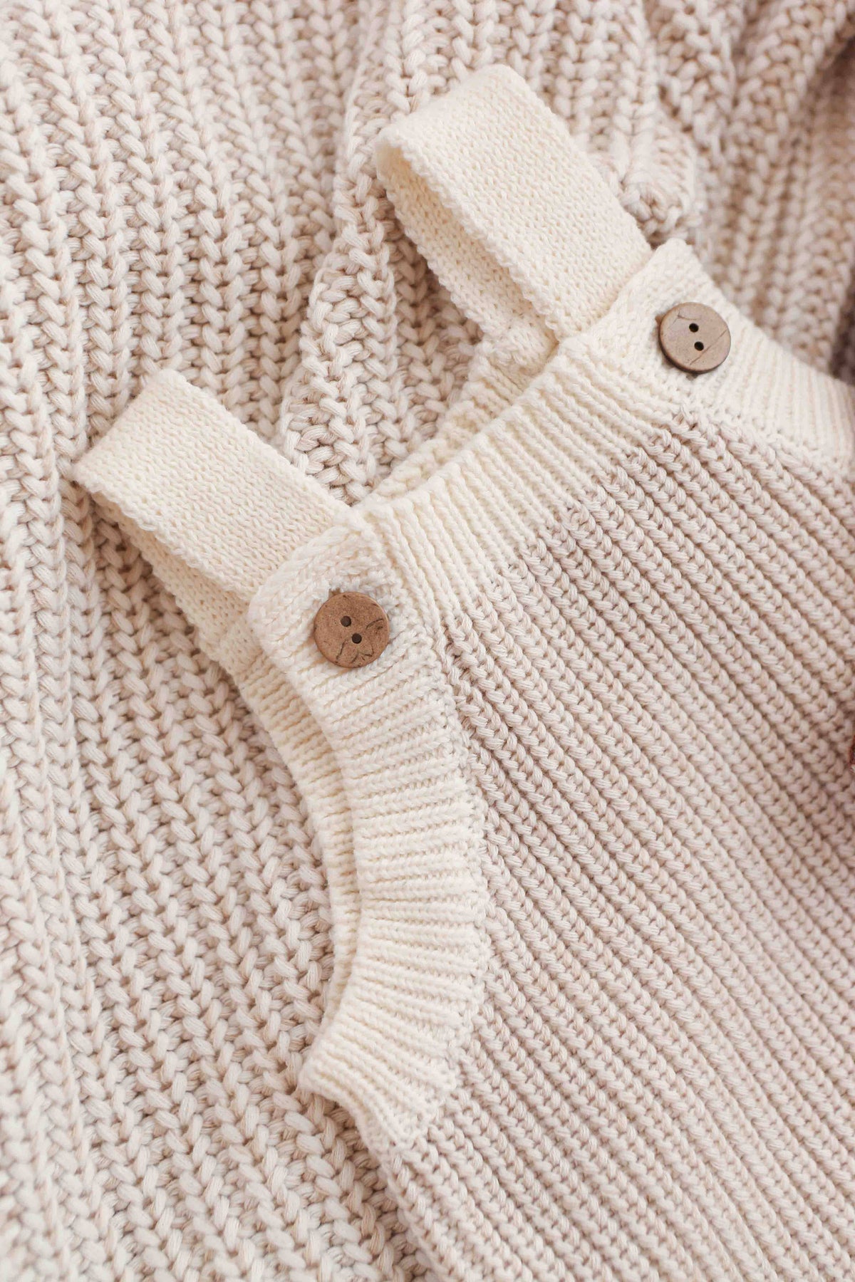 Chunky Button Romper - Oat (0-3M)