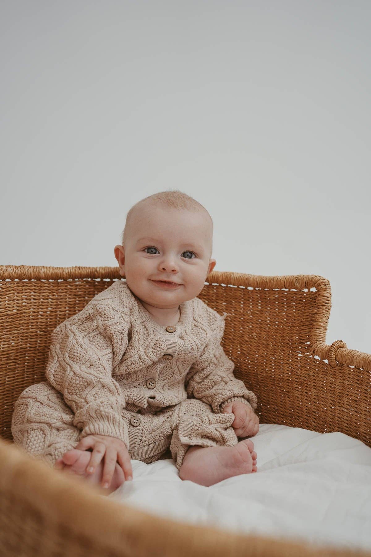 Textured Knit Romper - Ecru Diamond (1Y)