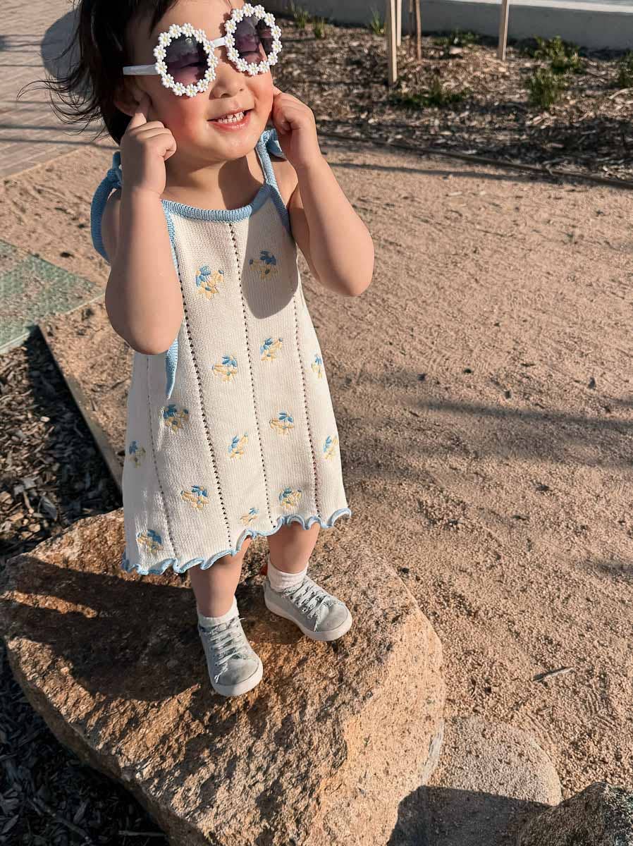Bloom Pointelle Tie Dress - Pansy (2/3Y)