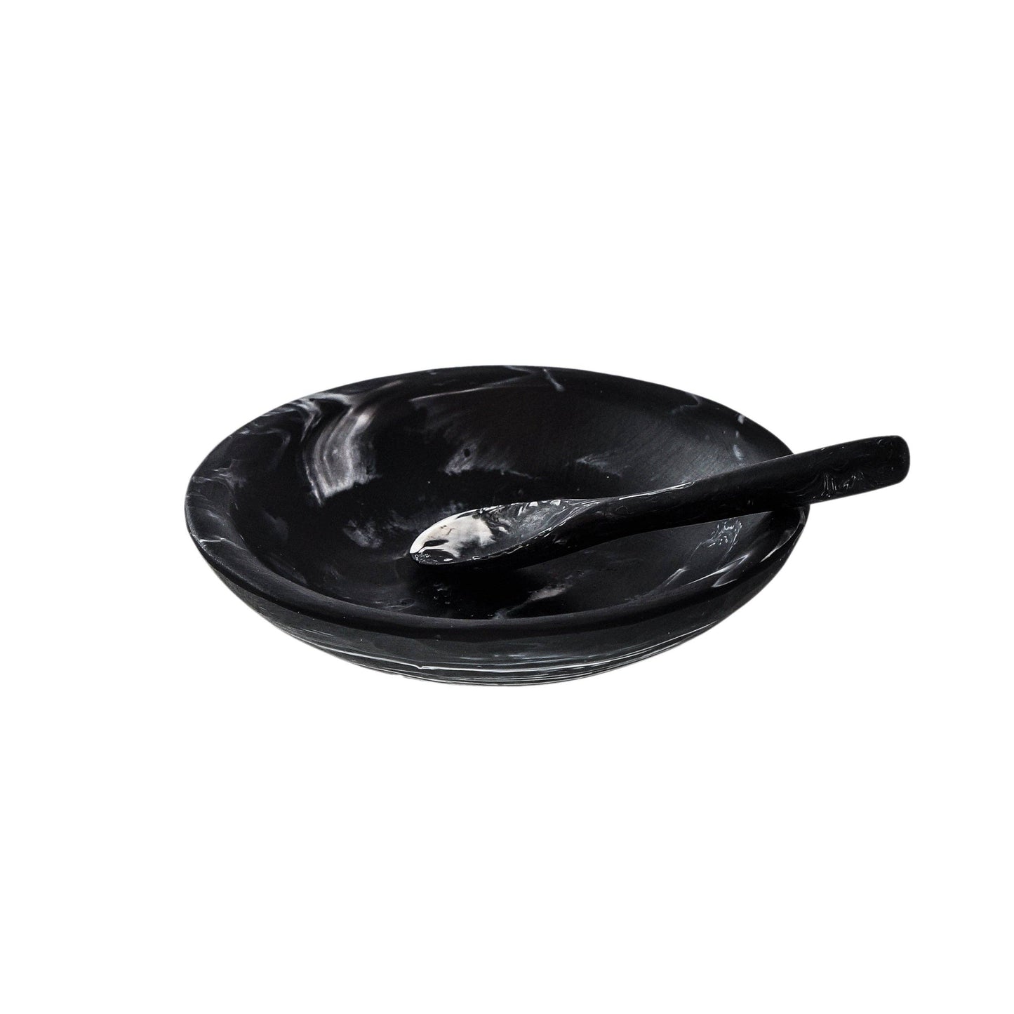 Resin Relish Bowl + Spoon - Black Marble