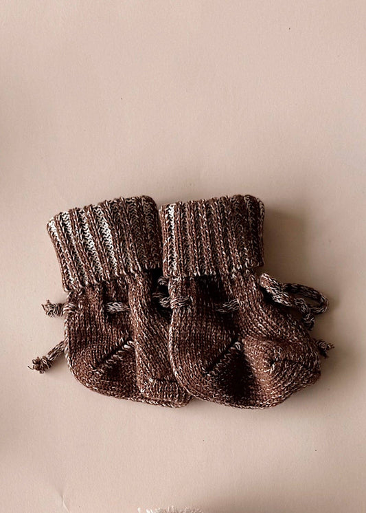 Chunky Cotton Bootie - Chocolate (3-6M)