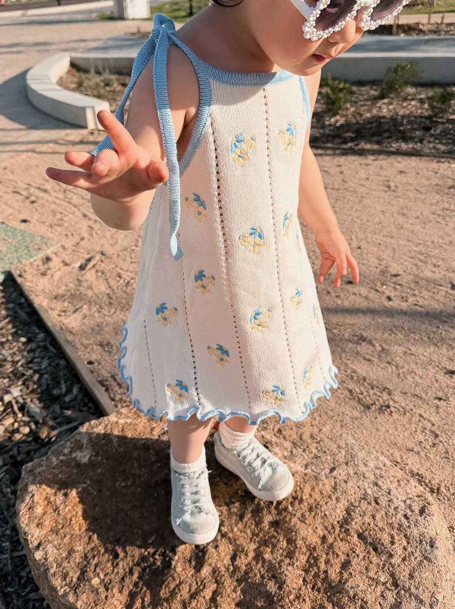 Bloom Pointelle Tie Dress - Pansy (1Y)