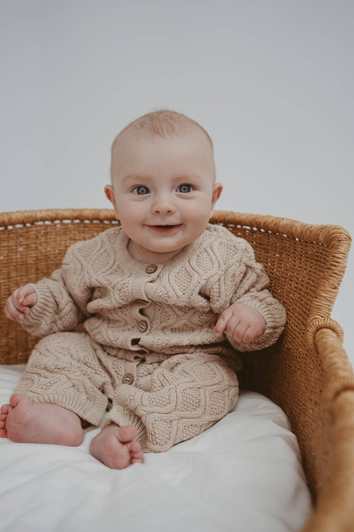 Textured Knit Romper - Ecru Diamond (1Y)