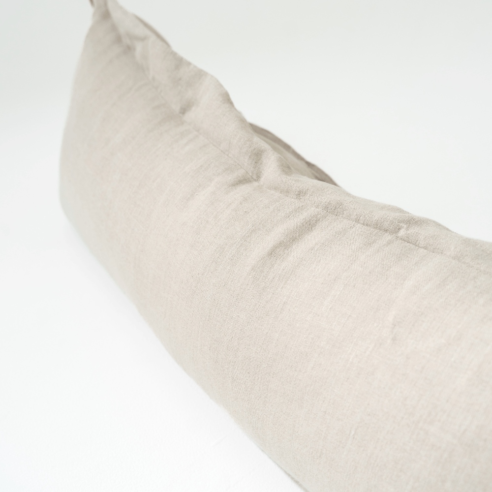 Linen Flange Natural Long Lumbar Cushion 35 x 90cm
