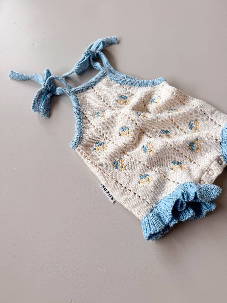 Bloom Pointelle Tie Romper - Pansy (NB)