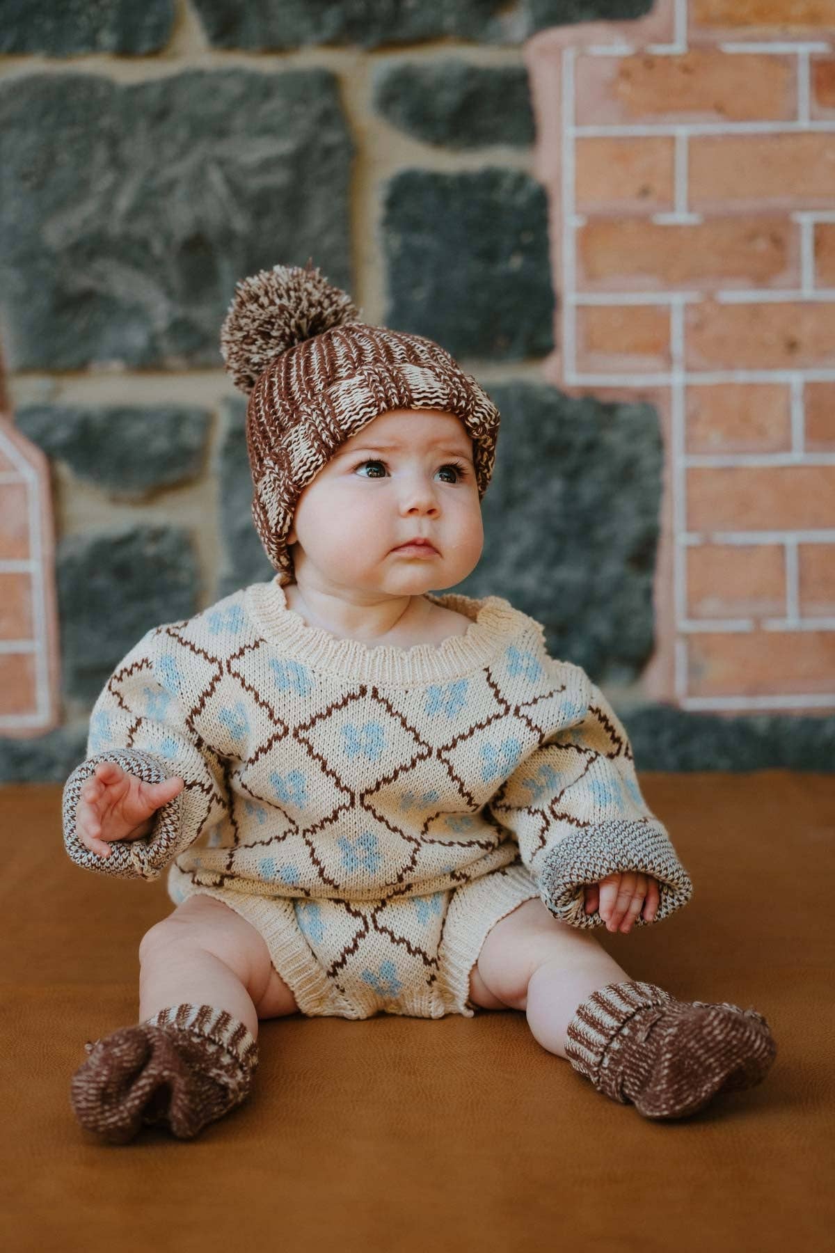 Chunky Cotton Beanie - Chocolate (0-3M)