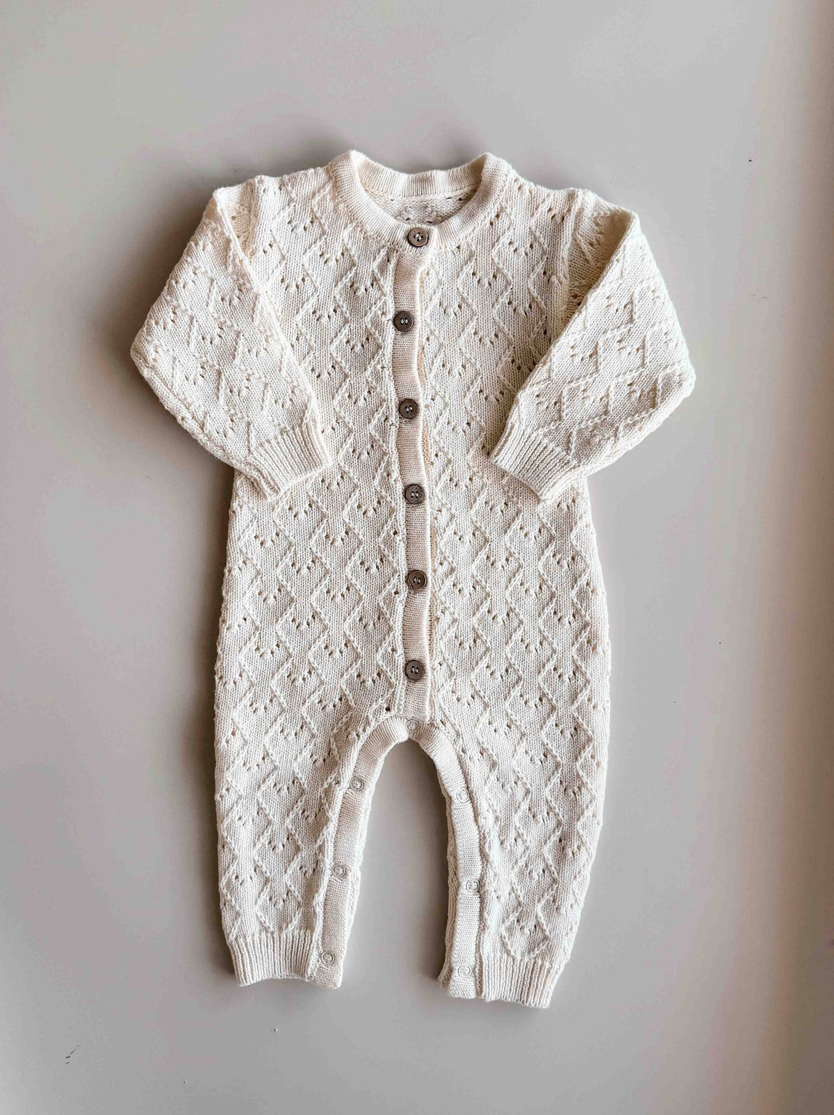 Mila Pointelle Full Romper - Snow (6-12M)