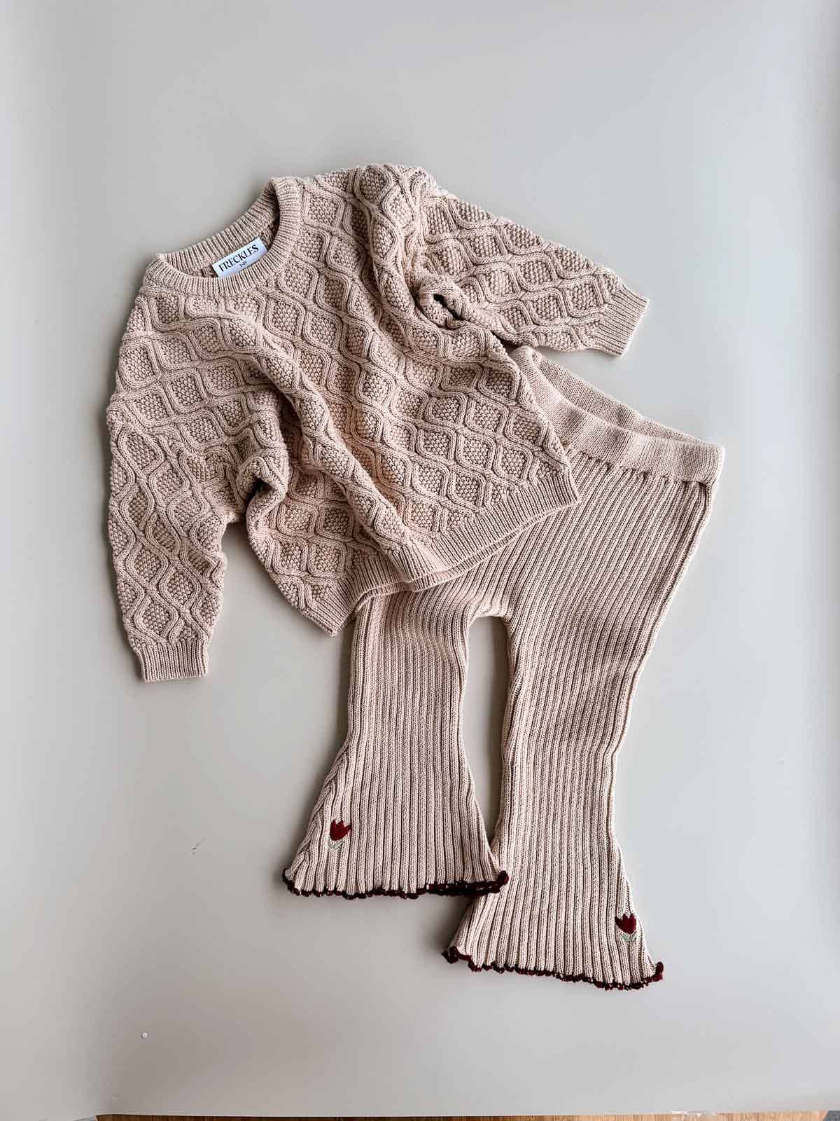 Textured Knit Jumper - Ecru Diamond (6/7Y)