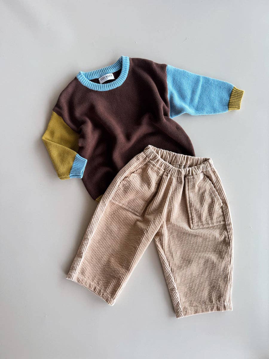 Cotton Knit Jumper - Brown/Blue/Green (2Y)