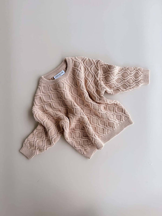 Textured Knit Jumper - Ecru Diamond (6/7Y)