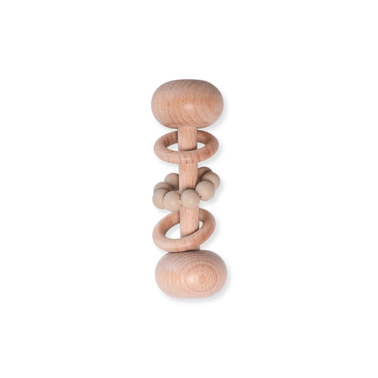 Beech & Silicone Rattle - Linen